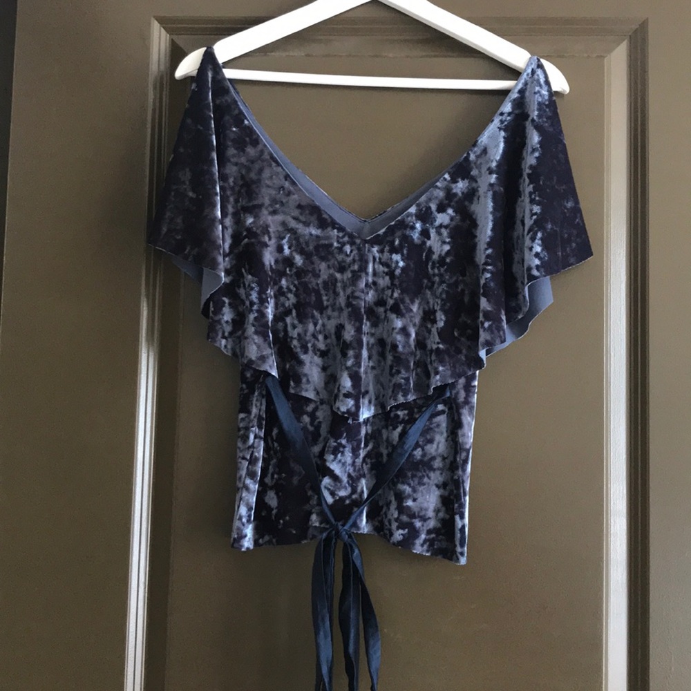 Zara Crushed Velvet Cropped Wrap Top